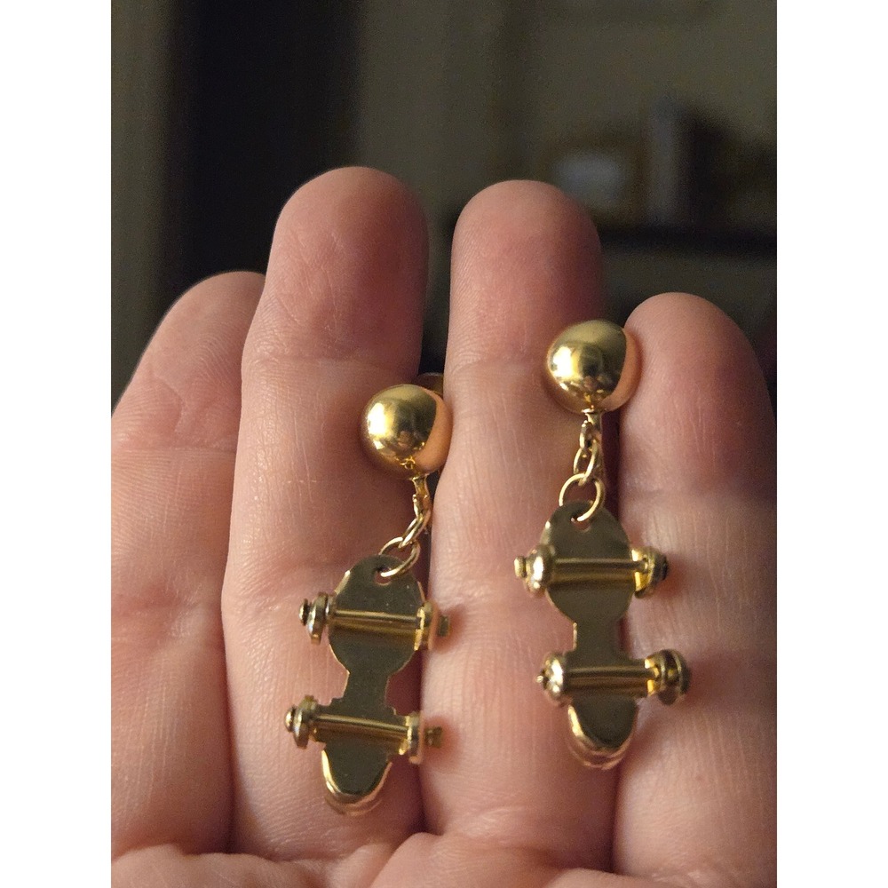 Coro Rollerskate Earrings Goldtone Vintage